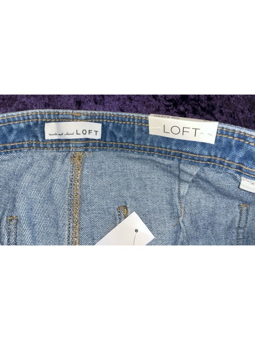 NEW LOFT Wide Leg High Rise Barrel Jeans Vtg Distressed 30-32" Waist Ann Taylor - Picture 5 of 12